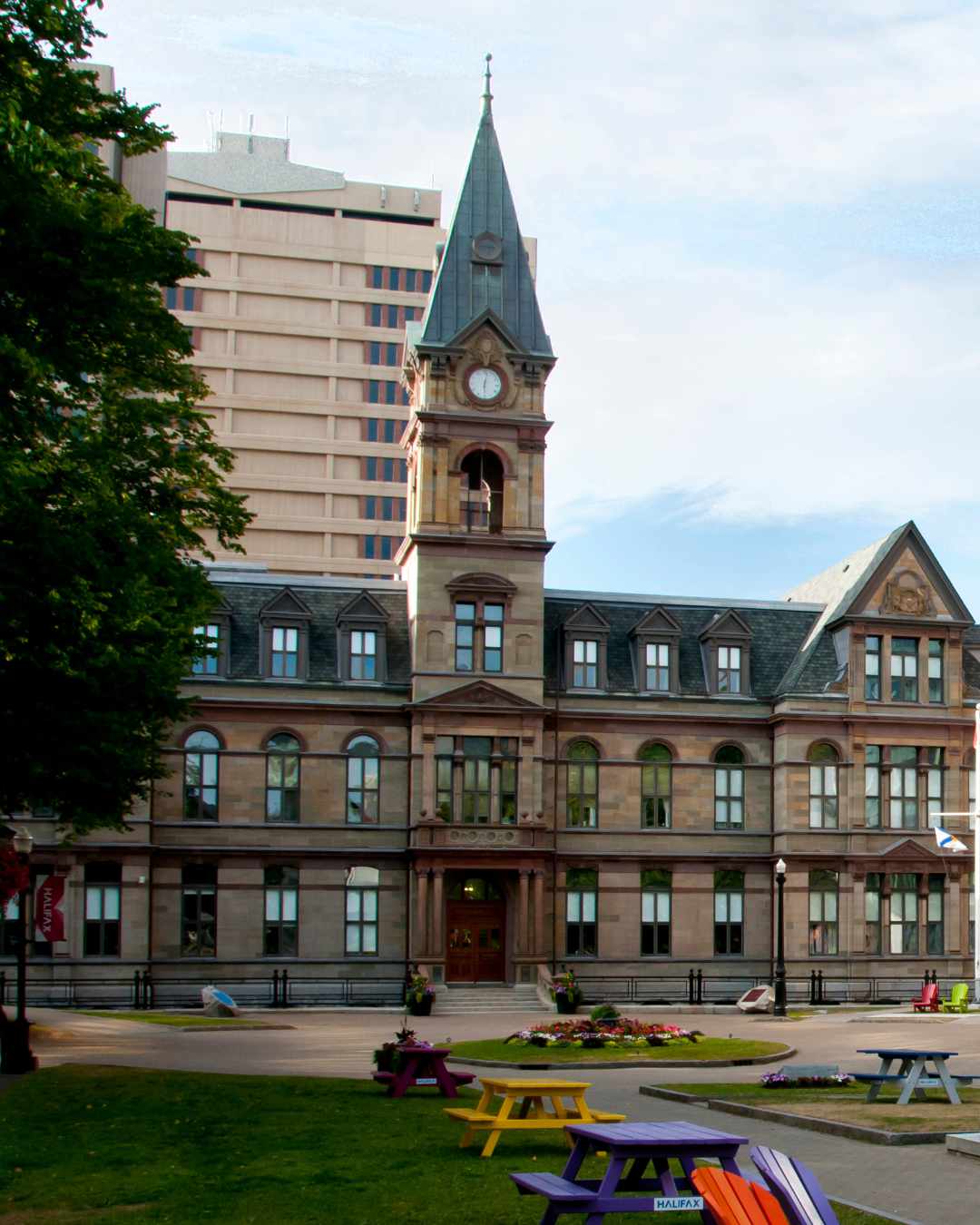 A picture of Halifax Parade Square with city hall in the background